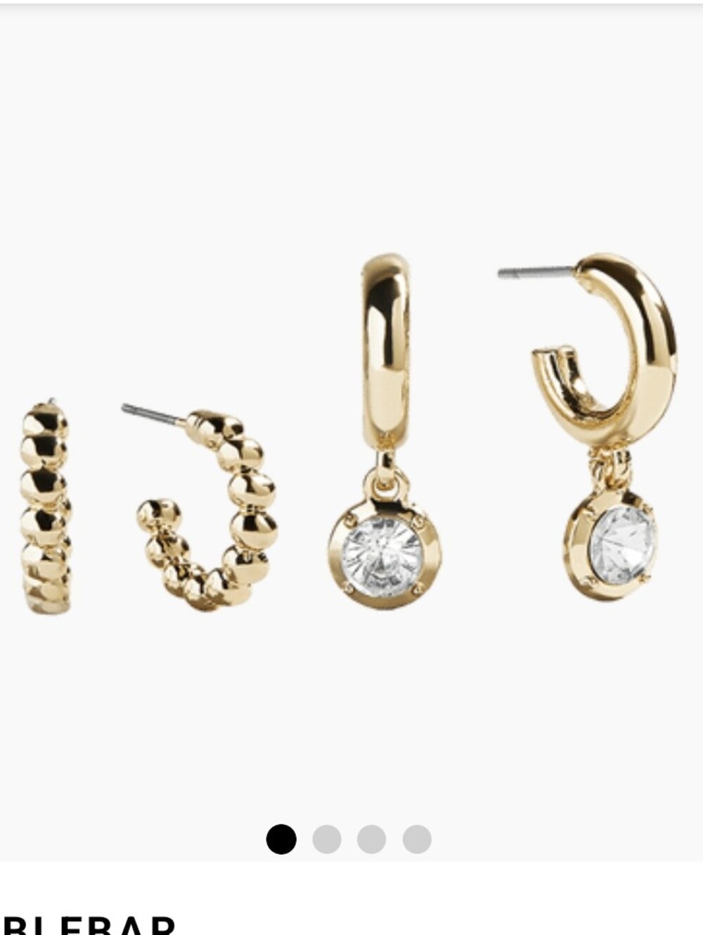 Baublebar Stone Drop And Pisa Hoop 2 Earrings Set NEW Gold Tone